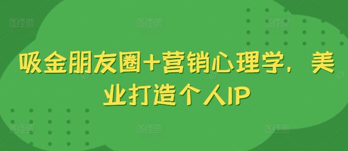 吸金朋友圈+营销心理学，美业打造个人IP-徐小晨博客