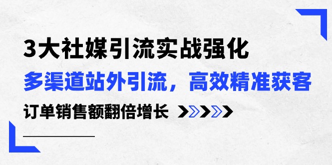 3大社媒引流实操强化，多渠道站外引流/高效精准获客/订单销售额翻倍增长-徐小晨博客