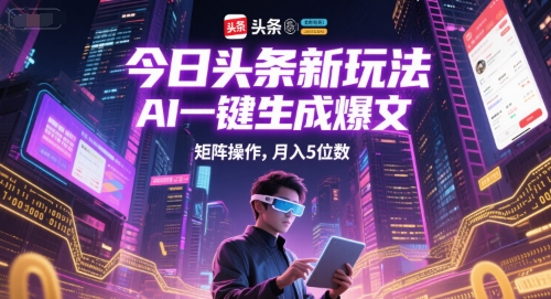 今日头条新玩法，AI一键生成爆文，矩阵操作，月入5位数-徐小晨博客