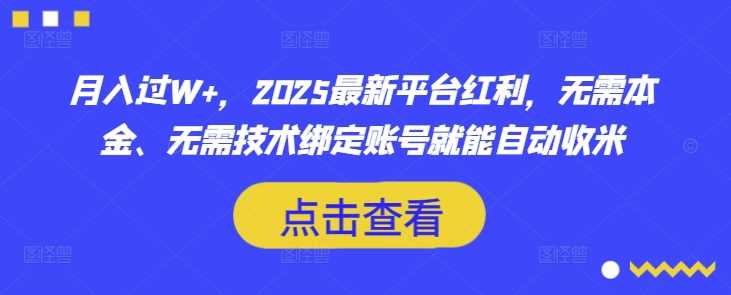 月入过W+，2025最新平台红利，无需本金、无需技术绑定账号就能自动收米-徐小晨博客