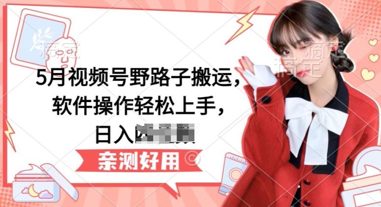 5月视频号野路子搬运，软件操作轻松上手，日入三位数【揭秘】-徐小晨博客