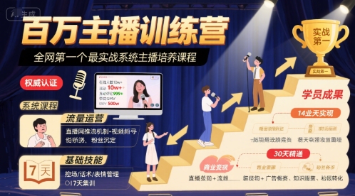 百万主播训练营，全网第一个最实战系统主播培养课程-徐小晨博客