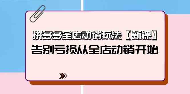 拼多多全店动销玩法【新课】，告别亏损从全店动销开始（4节视频课）-徐小晨博客