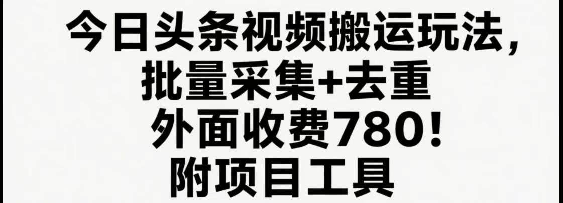 今日头条视频搬运玩法，软件一键去重，轻松日入500+附项目工具-徐小晨博客
