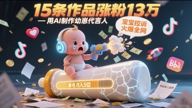 用AI制作幼崽代言人，宝宝的控诉火爆全网，15条作品涨粉13W，单号月入5位数实操教程-徐小晨博客