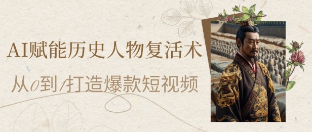 AI赋能历史人物复活术：从0到1打造爆款短视频，7天涨粉10W，小白也能月入过1W-徐小晨博客
