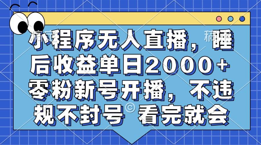 小程序无人直播，睡后收益单日2000+ 零粉新号开播，不违规不封号 看完就会-徐小晨博客