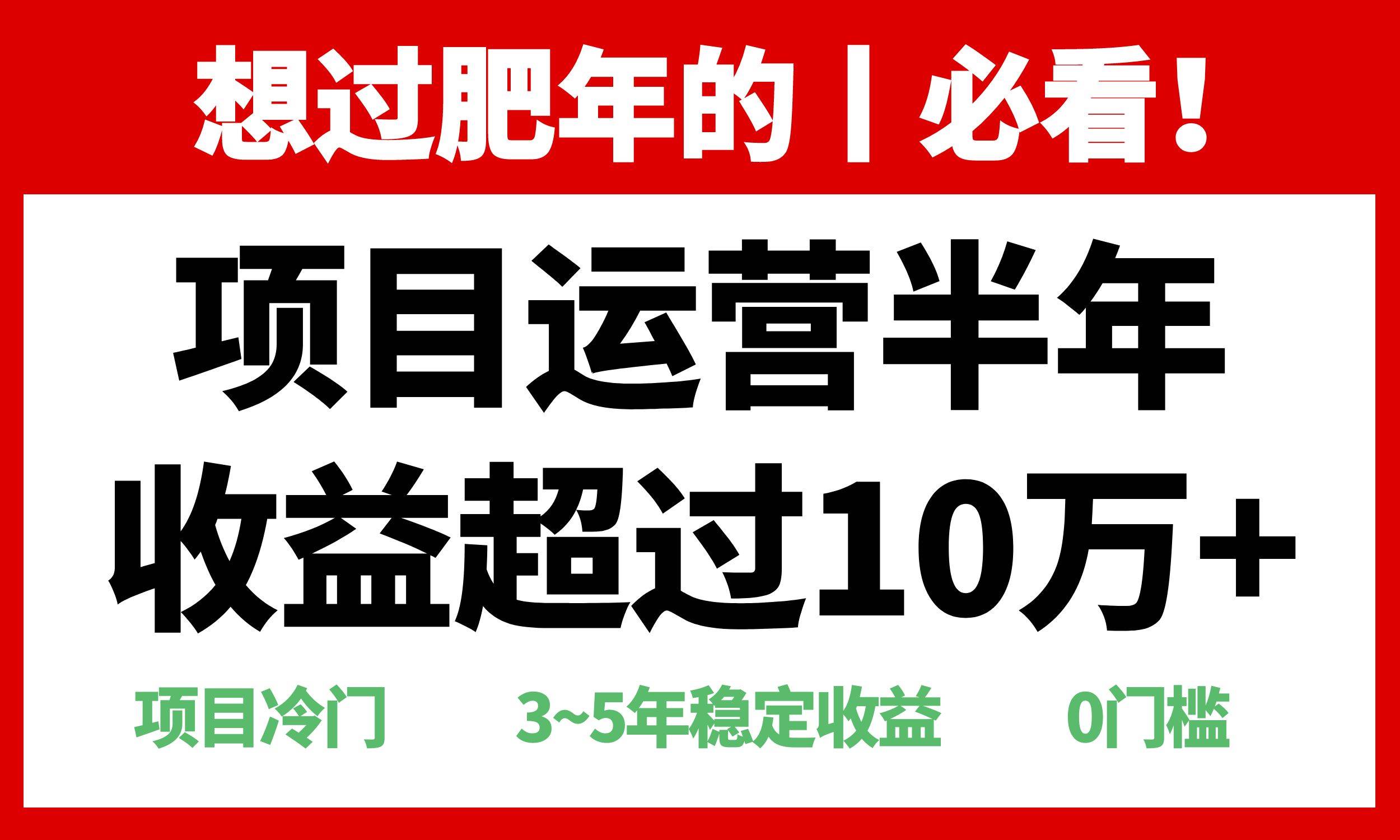 年前过肥年的必看的超冷门项目，半年收益超过10万+，-徐小晨博客