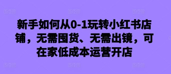 新手如何从0-1玩转小红书店铺，无需囤货、无需出镜，可在家低成本运营开店-徐小晨博客