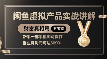 精品！闲鱼虚拟产品实战讲解，新手一部手机即可操作，副业月利润可达5k+-徐小晨博客