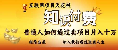 互联网项目天花板，知付付费项目，普通人如何通过卖项目月入十个，拒绝韭菜【揭秘】-徐小晨博客