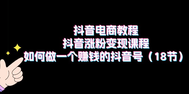 抖音电商教程：抖音涨粉变现课程：如何做一个赚钱的抖音号（18节）-徐小晨博客