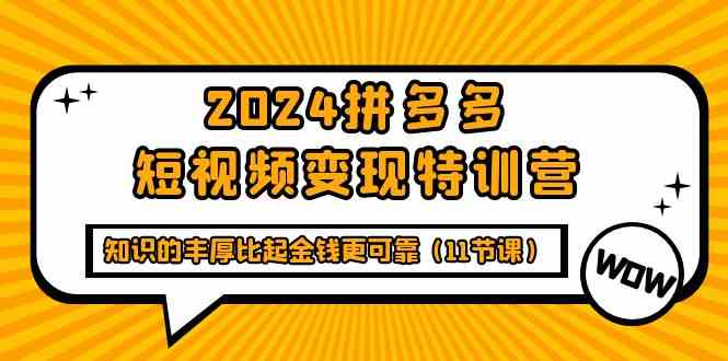 2024拼多多短视频变现特训营，知识的丰厚比起金钱更可靠（11节课）-徐小晨博客