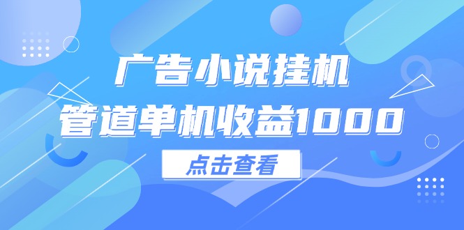 广告小说挂机管道单机收益1000+-徐小晨博客