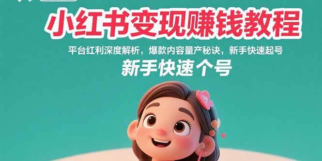 小红书变现赚钱教程：平台红利深度解析，爆款内容量产秘诀，新手快速起号-徐小晨博客