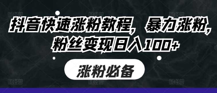 抖音快速涨粉教程，暴力涨粉，粉丝变现日入100+-徐小晨博客