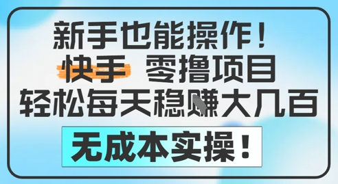 新手也能操作，快手零撸挣米，轻松每天挣2-5张，完全无成本-徐小晨博客