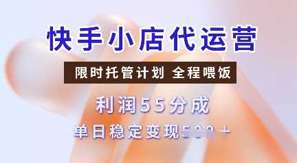 快手小店代运营，限时托管计划，收益55分，单日稳定变现多张【揭秘】-徐小晨博客