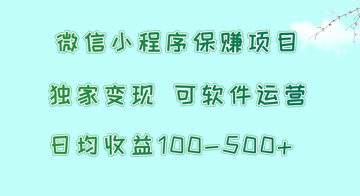 微信小程序保赚项目，日均收益100~500+，独家变现，可软件运营-徐小晨博客