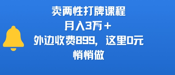 卖两性打牌课程，月入3W+外边收费899的课程，这里0元，悄悄做-徐小晨博客