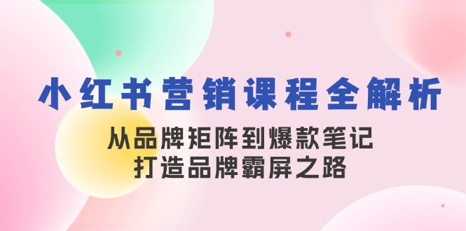 小红书营销课程全解析，从品牌矩阵到爆款笔记，打造品牌霸屏之路-徐小晨博客