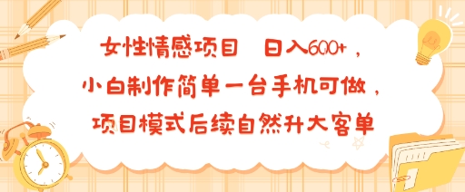 女性情感项目 小白制作简单一台手机可做 项目模式后续自然升大客单 日入6张-徐小晨博客