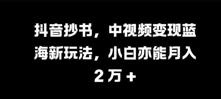 抖音抄书，中视频变现蓝海新玩法，小白亦能月入 过W【揭秘】-徐小晨博客