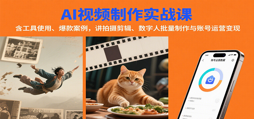 AI视频制作实战：含工具使用、爆款案例，讲拍摄剪辑、数字人批量制作与账号运营变现-徐小晨博客