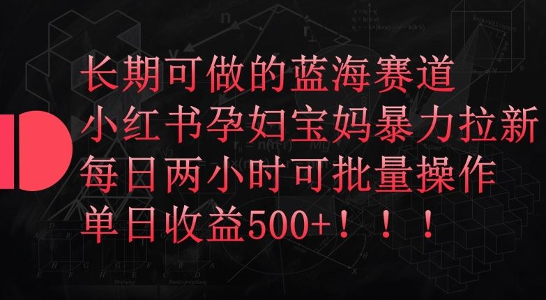 长期可做的蓝海赛道，小红书孕妇宝妈暴力拉新玩法，每日两小时可批量操作，单日收益500+【揭秘】-徐小晨博客