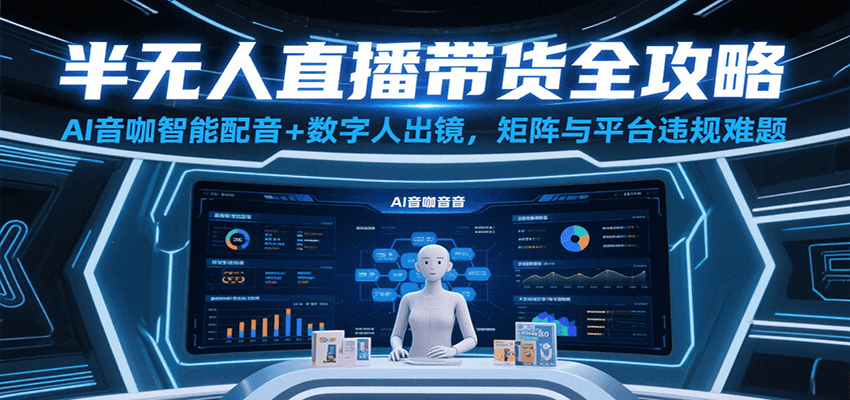 半无人直播带货全攻略：AI音咖智能配音+数字人出镜，解决账号矩阵与平台违规难题-徐小晨博客