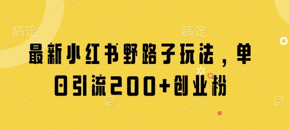 最新小红书野路子玩法，单日引流200+创业粉-徐小晨博客
