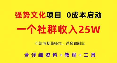 强势文化项目，一个社群收入25个W，0成本启动，可矩阵批量操作，原创详细实操教程-徐小晨博客