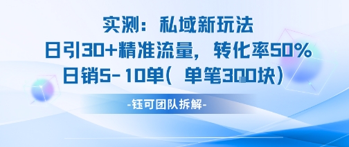 实测私域新玩法日引30加精准流量转化率50%日销5-10单每笔3张-徐小晨博客