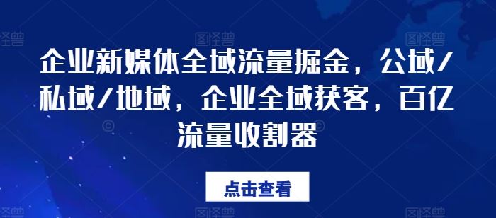企业新媒体全域流量掘金，公域/私域/地域，企业全域获客，百亿流量收割器-徐小晨博客
