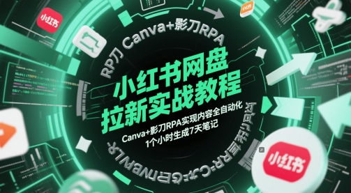 小红书网盘拉新实战教程，Canva+影刀RPA实现内容全自动化，1个小时生成7天笔记-徐小晨博客