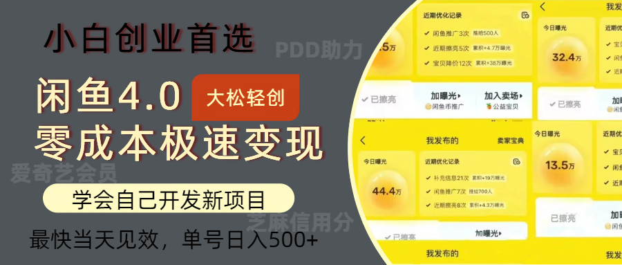 闲鱼0成本极速变现项目，多种变现方式 单号日入500+最新玩法-徐小晨博客