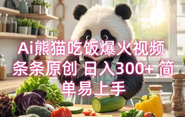 Ai熊猫吃饭爆火视频 条条原创 日入300+ 简单易上手-徐小晨博客