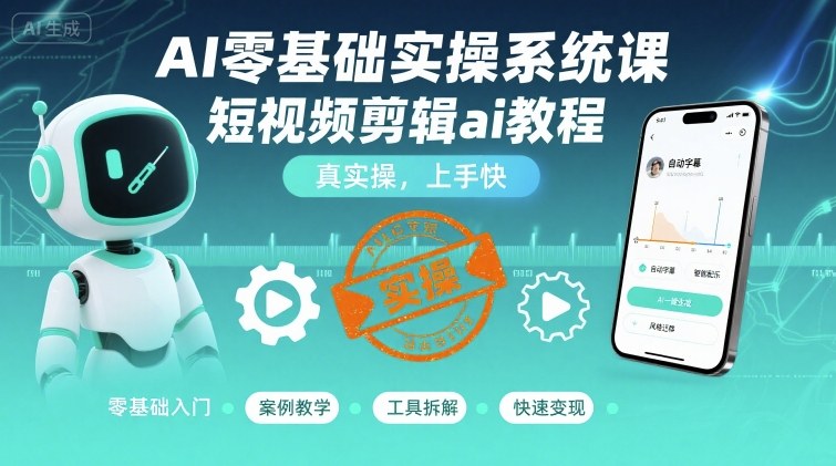 AI零基础实操系统课，短视频剪辑ai教程，真实操，上手快-徐小晨博客