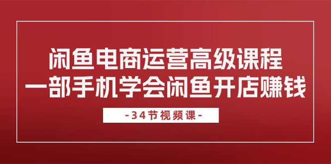 闲鱼电商运营高级课程，一部手机学会闲鱼开店赚钱（34节课）-徐小晨博客