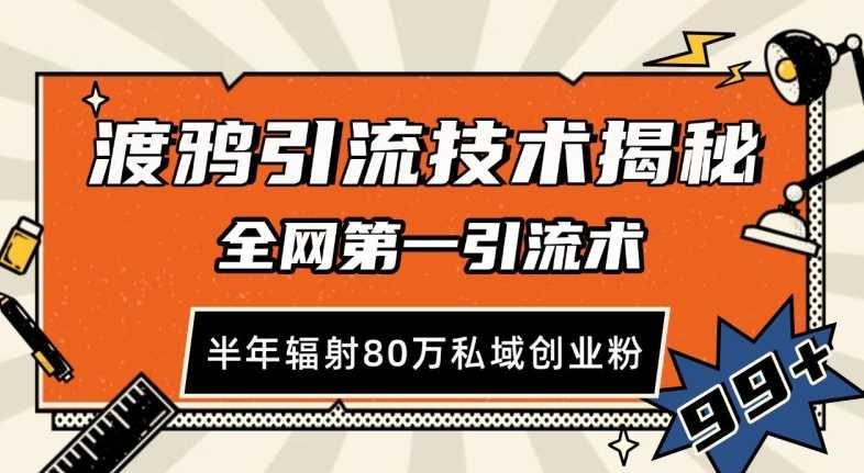 渡鸦引流技术，全网第一引流术，半年辐射80万私域创业粉 【揭秘】-徐小晨博客