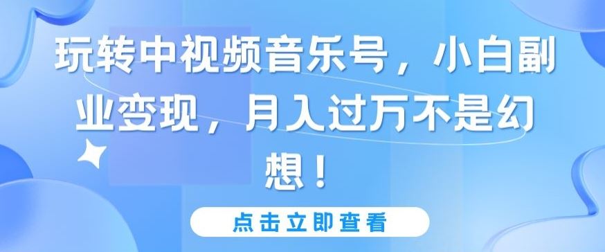 玩转中视频音乐号，小白副业变现，月入过万不是幻想【揭秘】-徐小晨博客