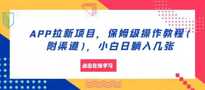 APP拉新项目，保姆级操作教程(附渠道)，小白日躺入几张【揭秘】-徐小晨博客