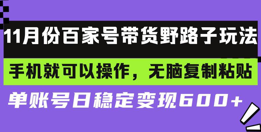 百家号带货野路子玩法 手机就可以操作，无脑复制粘贴 单账号日稳定变现…-徐小晨博客