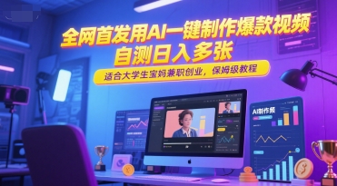 全网首发用AI一键制作爆款视频，自测日入多张，适合大学生宝妈兼职创业，保姆级教程-徐小晨博客