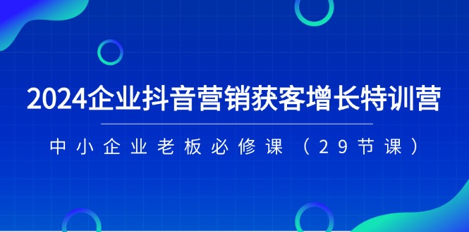 2024企业抖音营销获客增长特训营，中小企业老板必修课（29节课）-徐小晨博客