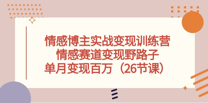 情感博主实战变现训练营，情感赛道变现野路子，单月变现百万（26节课）-徐小晨博客