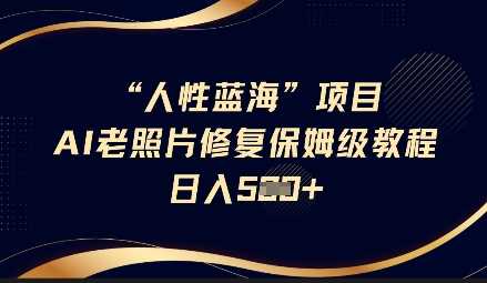 人性蓝海AI老照片修复项目保姆级教程，长期复购，轻松日入5张-徐小晨博客