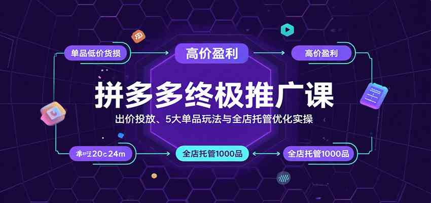 拼多多终极推广课：出价投放、5大单品玩法与全店托管优化实操-徐小晨博客