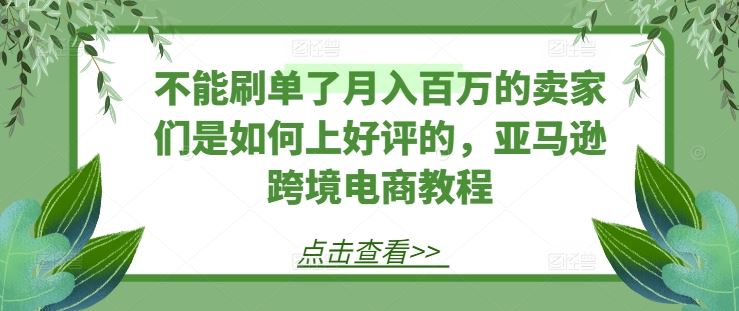 不能刷单了月入百万的卖家们是如何上好评的，亚马逊跨境电商教程-徐小晨博客