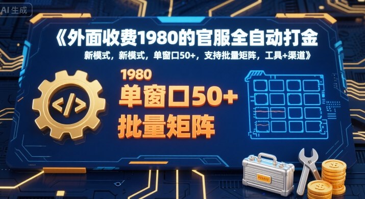 外面收费1980的官服全自动打金，新模式，单窗口50+，支持批量矩阵，工具+渠道【揭秘】-徐小晨博客